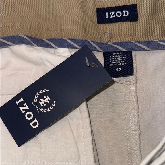 Izod Men's size 40 Shorts New w tags tan khaki Golf - Picture 8 of 11